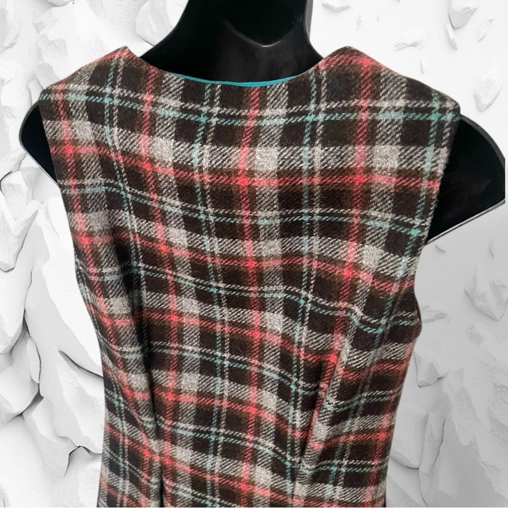 Boden British Tweed by Moon Plaid Dress Size US 6R UK 10R Brown Pink - Picture 11 of 16